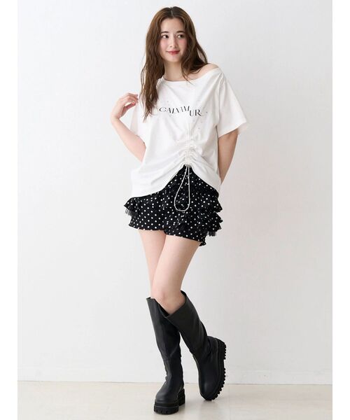 CALNAMUR(カルナムール)の「ワンショルTシャツ(Tシャツ/カットソー・レディース・チャコールグレー/ホワイト・FREE)」の6枚目の写真
