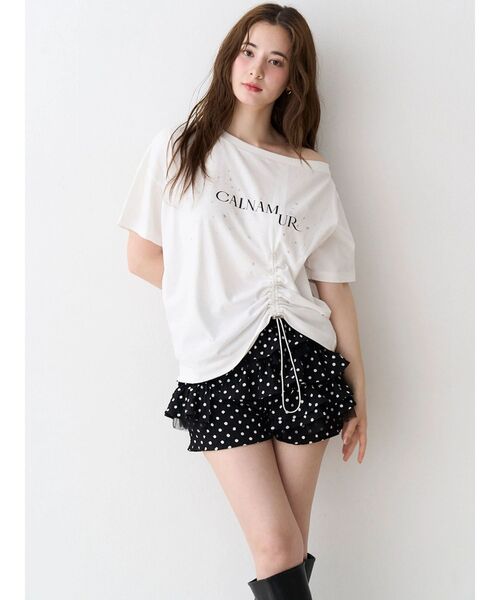 CALNAMUR(カルナムール)の「ワンショルTシャツ(Tシャツ/カットソー・レディース・チャコールグレー/ホワイト・FREE)」の9枚目の写真
