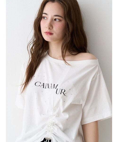 CALNAMUR(カルナムール)の「ワンショルTシャツ(Tシャツ/カットソー・レディース・チャコールグレー/ホワイト・FREE)」の12枚目の写真