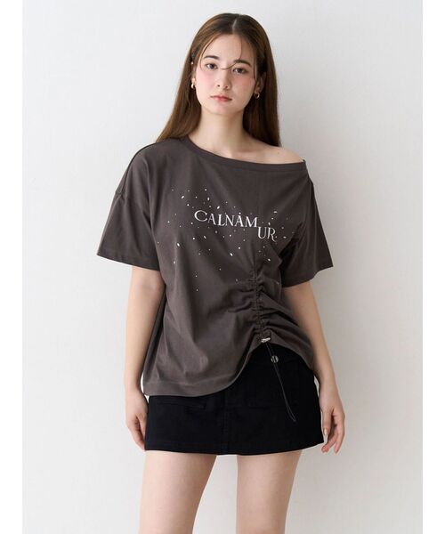 CALNAMUR(カルナムール)の「ワンショルTシャツ(Tシャツ/カットソー・レディース・チャコールグレー/ホワイト・FREE)」の13枚目の写真