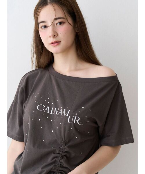 CALNAMUR(カルナムール)の「ワンショルTシャツ(Tシャツ/カットソー・レディース・チャコールグレー/ホワイト・FREE)」の16枚目の写真