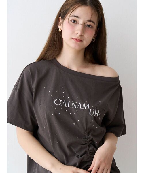 CALNAMUR(カルナムール)の「ワンショルTシャツ(Tシャツ/カットソー・レディース・チャコールグレー/ホワイト・FREE)」の17枚目の写真