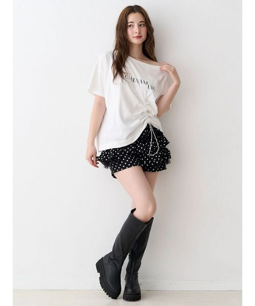 CALNAMUR(カルナムール)の「ワンショルTシャツ(Tシャツ/カットソー・レディース・チャコールグレー/ホワイト・FREE)」の19枚目の写真