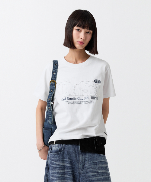 ODD STUDIO(オッドスタジオ)の「ODSD ピグメントダメージTシャツ - ホワイト(Tシャツ/カットソー・レディース・ホワイト・ONE SIZE/M/L)」の2枚目の写真