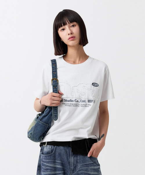 ODD STUDIO(オッドスタジオ)の「ODSD ピグメントダメージTシャツ - ホワイト(Tシャツ/カットソー・レディース・ホワイト・ONE SIZE/M/L)」の3枚目の写真