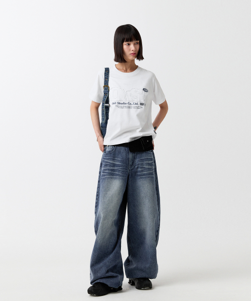 ODD STUDIO(オッドスタジオ)の「ODSD ピグメントダメージTシャツ - ホワイト(Tシャツ/カットソー・レディース・ホワイト・ONE SIZE/M/L)」の5枚目の写真