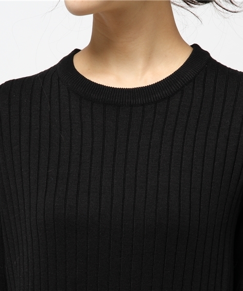 SLOBE IENA（スローブイエナ）の「ワイドリブクルーネックマキシワンピース◆（ニット/セーター・レディース・ベージュ系その他/ブラック・FREE）」の6枚目の写真