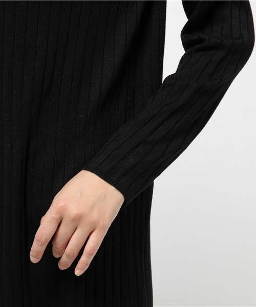 SLOBE IENA（スローブイエナ）の「ワイドリブクルーネックマキシワンピース◆（ニット/セーター・レディース・ベージュ系その他/ブラック・FREE）」の8枚目の写真