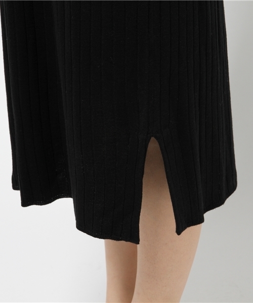 SLOBE IENA（スローブイエナ）の「ワイドリブクルーネックマキシワンピース◆（ニット/セーター・レディース・ベージュ系その他/ブラック・FREE）」の9枚目の写真