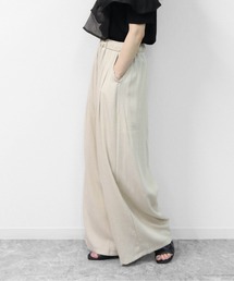 THE CELL.（ザセルドット）の「リネン混　２タック　とろみイージーワイドパンツ　【インナーペチパンツ付き】　2-TUCK EASY WIDE PANTS（その他パンツ）」