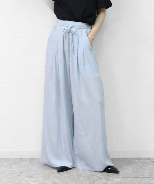 THE CELL.（ザセルドット）の「リネン混エアリーパンツ　とろみイージーワイド　【インナーペチパンツ付き】　LINEN BLEND AIRY PANTS DRAPE EASY WIDE（その他パンツ・レディース・チャコールグレー/ライトブルー/ベージュ/アイボリー・FREE）」の4枚目の写真