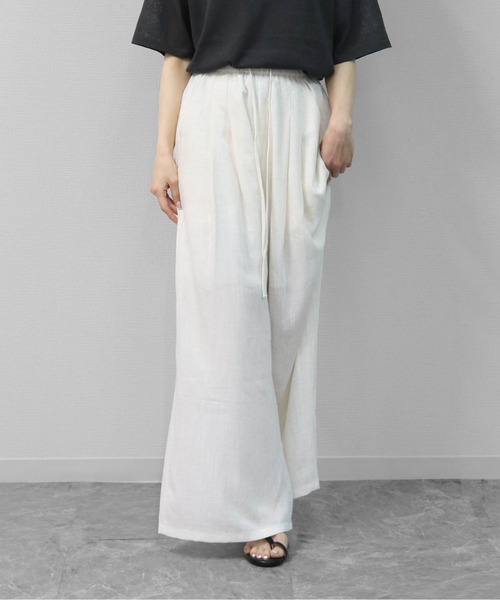 THE CELL.（ザセルドット）の「リネン混エアリーパンツ　とろみイージーワイド　【インナーペチパンツ付き】　LINEN BLEND AIRY PANTS DRAPE EASY WIDE（その他パンツ・レディース・チャコールグレー/ライトブルー/ベージュ/アイボリー・FREE）」の5枚目の写真