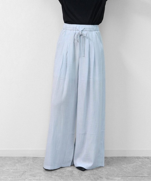 THE CELL.（ザセルドット）の「リネン混エアリーパンツ　とろみイージーワイド　【インナーペチパンツ付き】　LINEN BLEND AIRY PANTS DRAPE EASY WIDE（その他パンツ・レディース・チャコールグレー/ライトブルー/ベージュ/アイボリー・FREE）」の15枚目の写真