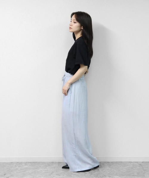 THE CELL.（ザセルドット）の「リネン混エアリーパンツ　とろみイージーワイド　【インナーペチパンツ付き】　LINEN BLEND AIRY PANTS DRAPE EASY WIDE（その他パンツ・レディース・チャコールグレー/ライトブルー/ベージュ/アイボリー・FREE）」の16枚目の写真