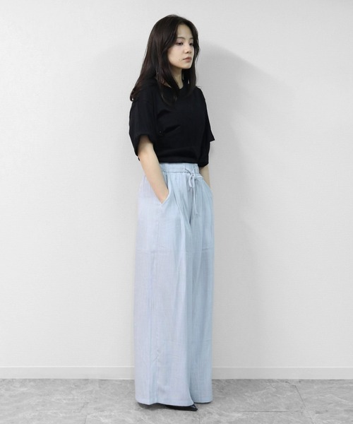 THE CELL.（ザセルドット）の「リネン混エアリーパンツ　とろみイージーワイド　【インナーペチパンツ付き】　LINEN BLEND AIRY PANTS DRAPE EASY WIDE（その他パンツ・レディース・チャコールグレー/ライトブルー/ベージュ/アイボリー・FREE）」の18枚目の写真