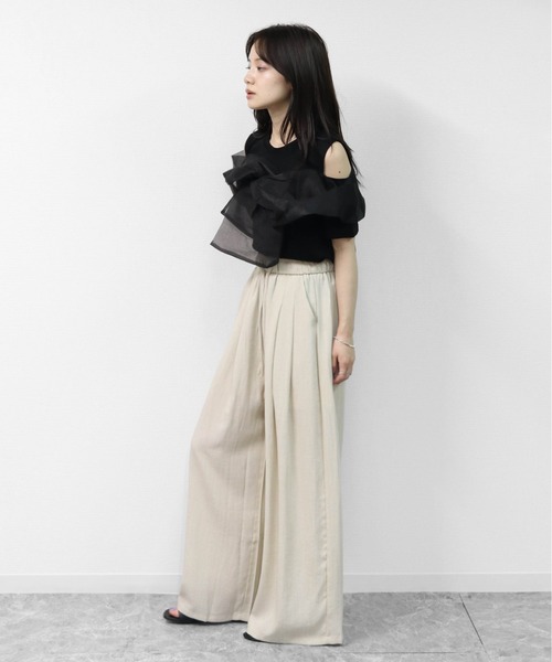 THE CELL.（ザセルドット）の「リネン混エアリーパンツ　とろみイージーワイド　【インナーペチパンツ付き】　LINEN BLEND AIRY PANTS DRAPE EASY WIDE（その他パンツ・レディース・チャコールグレー/ライトブルー/ベージュ/アイボリー・FREE）」の14枚目の写真