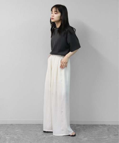 THE CELL.（ザセルドット）の「リネン混エアリーパンツ　とろみイージーワイド　【インナーペチパンツ付き】　LINEN BLEND AIRY PANTS DRAPE EASY WIDE（その他パンツ・レディース・チャコールグレー/ライトブルー/ベージュ/アイボリー・FREE）」の8枚目の写真