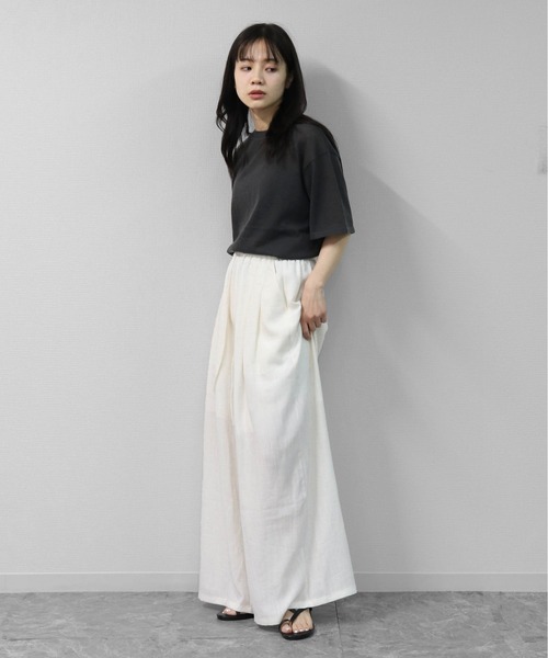 THE CELL.（ザセルドット）の「リネン混エアリーパンツ　とろみイージーワイド　【インナーペチパンツ付き】　LINEN BLEND AIRY PANTS DRAPE EASY WIDE（その他パンツ・レディース・チャコールグレー/ライトブルー/ベージュ/アイボリー・FREE）」の7枚目の写真