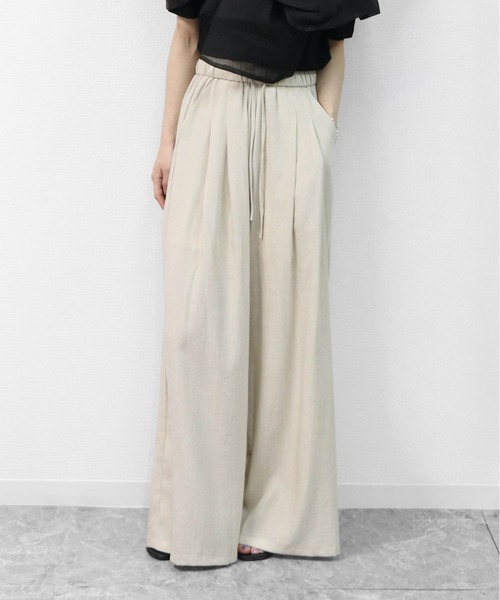THE CELL.（ザセルドット）の「リネン混エアリーパンツ　とろみイージーワイド　【インナーペチパンツ付き】　LINEN BLEND AIRY PANTS DRAPE EASY WIDE（その他パンツ・レディース・チャコールグレー/ライトブルー/ベージュ/アイボリー・FREE）」の21枚目の写真