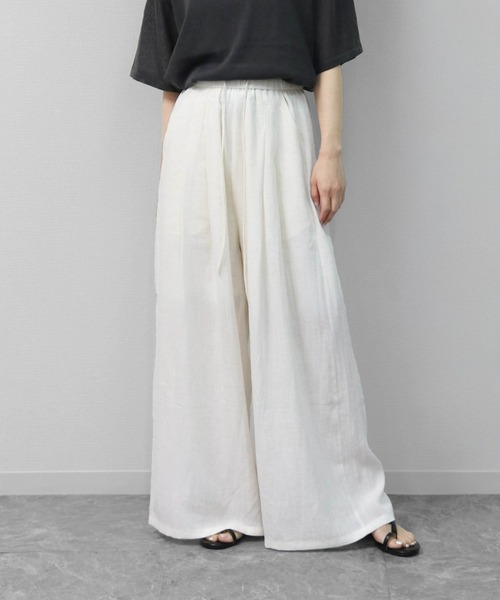 THE CELL.（ザセルドット）の「リネン混エアリーパンツ　とろみイージーワイド　【インナーペチパンツ付き】　LINEN BLEND AIRY PANTS DRAPE EASY WIDE（その他パンツ・レディース・チャコールグレー/ライトブルー/ベージュ/アイボリー・FREE）」の20枚目の写真
