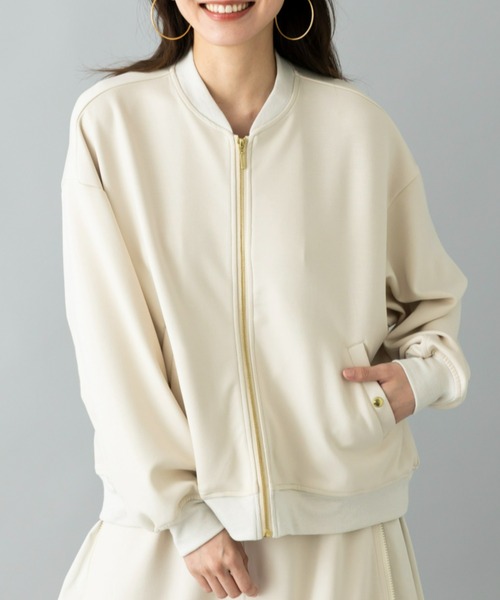UNDOVE(アンドゥーブ)の「イージーケア ×ウォッシャブル×UVカット×防シワ ×ストレッチ|【SEJ】ゴールドジップジャケット(ブルゾン・レディース・アイボリー/ブラック・X-LARGE/MEDIUM/LARGE)」の5枚目の写真