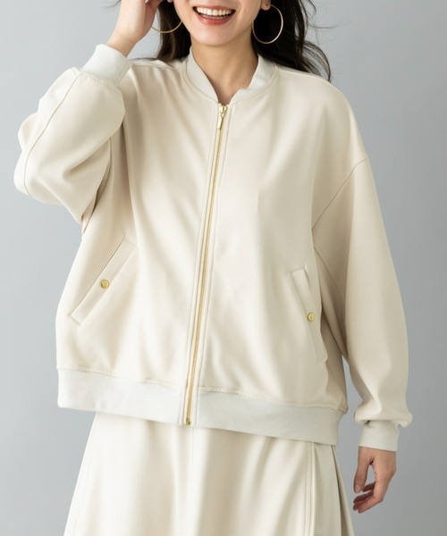 UNDOVE(アンドゥーブ)の「イージーケア ×ウォッシャブル×UVカット×防シワ ×ストレッチ|【SEJ】ゴールドジップジャケット(ブルゾン・レディース・アイボリー/ブラック・X-LARGE/MEDIUM/LARGE)」の6枚目の写真