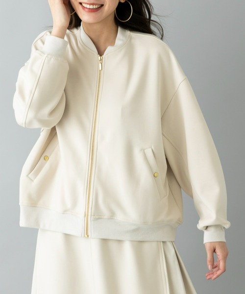 UNDOVE(アンドゥーブ)の「イージーケア ×ウォッシャブル×UVカット×防シワ ×ストレッチ|【SEJ】ゴールドジップジャケット(ブルゾン・レディース・アイボリー/ブラック・X-LARGE/MEDIUM/LARGE)」の7枚目の写真