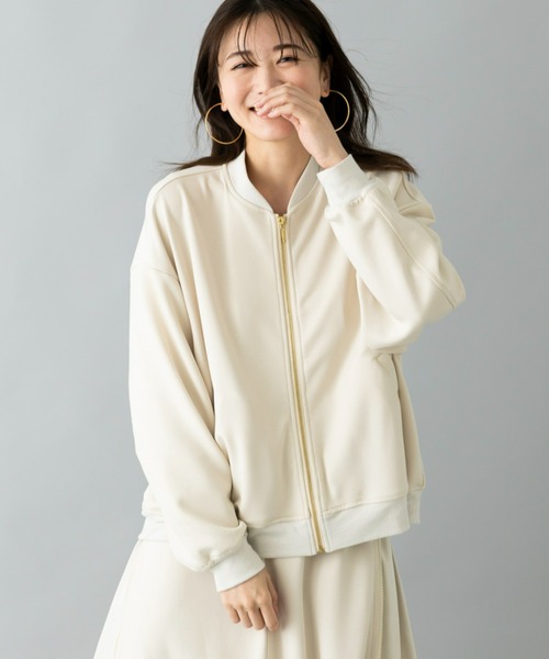 UNDOVE(アンドゥーブ)の「イージーケア ×ウォッシャブル×UVカット×防シワ ×ストレッチ|【SEJ】ゴールドジップジャケット(ブルゾン・レディース・アイボリー/ブラック・X-LARGE/MEDIUM/LARGE)」の8枚目の写真
