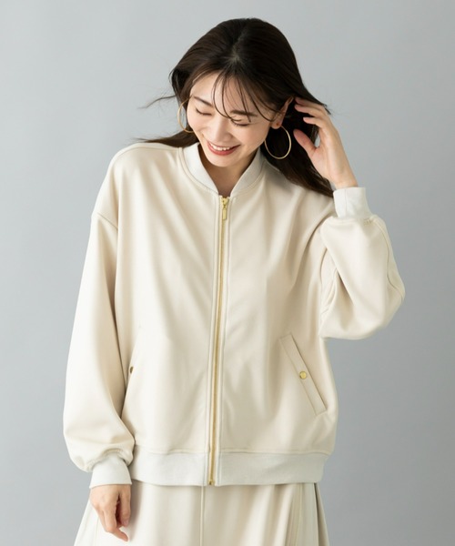 UNDOVE(アンドゥーブ)の「イージーケア ×ウォッシャブル×UVカット×防シワ ×ストレッチ|【SEJ】ゴールドジップジャケット(ブルゾン・レディース・アイボリー/ブラック・X-LARGE/MEDIUM/LARGE)」の9枚目の写真