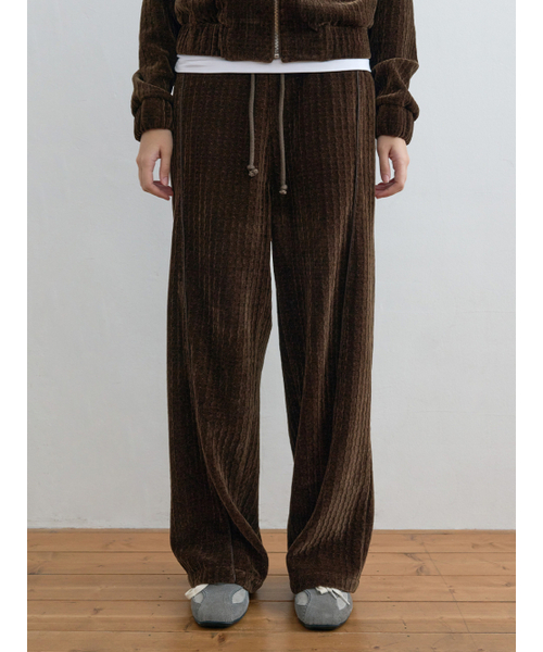 Kijun(キジュン)の「Line Velour Pants Dark Brown(スウェットパンツ・レディース・その他・LARGE/MEDIUM/SMALL)」の1枚目の写真
