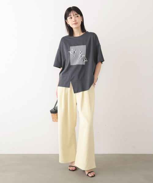 Bou Jeloud(ブージュルード)の「モノラインアートTシャツ(Tシャツ/カットソー・レディース・ブラウン/ベージュ/ブラック/チャコールグレー・FREE)」の18枚目の写真