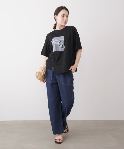 Bou Jeloud(ブージュルード)の「モノラインアートTシャツ(Tシャツ/カットソー・レディース・ブラウン/ベージュ/ブラック/チャコールグレー・FREE)」の6枚目の写真