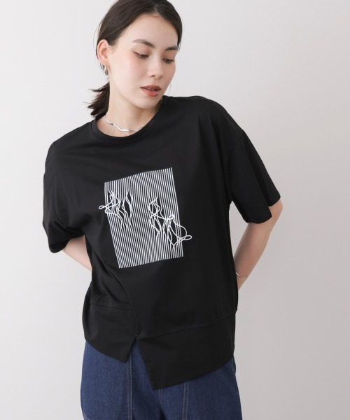 Bou Jeloud(ブージュルード)の「モノラインアートTシャツ(Tシャツ/カットソー・レディース・ブラウン/ベージュ/ブラック/チャコールグレー・FREE)」の9枚目の写真