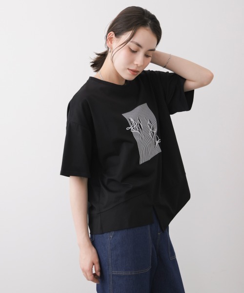 Bou Jeloud(ブージュルード)の「モノラインアートTシャツ(Tシャツ/カットソー・レディース・ブラウン/ベージュ/ブラック/チャコールグレー・FREE)」の14枚目の写真