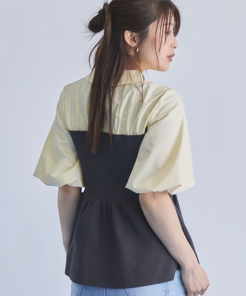 archives(アルシーヴ)の「【ONかわ】バルーンシャツドッキングペプラムニットPO(ニット/セーター・レディース・チャコールグレー/ネイビー/アイボリー・MEDIUM)」の6枚目の写真