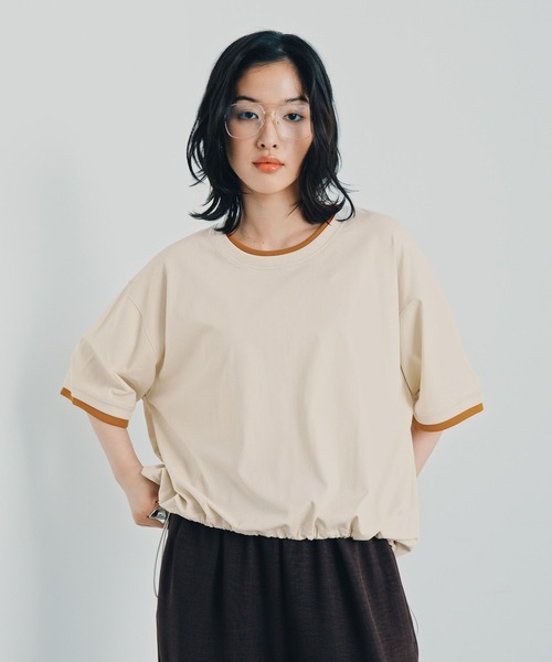 LEPSIM(レプシィム)の「《レプクル》配色プルオーバーSS 1046937(Tシャツ/カットソー・レディース・ブラック/ブラウン/ピンク/グレイッシュベージュ・FREE)」の3枚目の写真