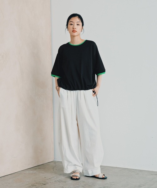 LEPSIM(レプシィム)の「《レプクル》配色プルオーバーSS 1046937(Tシャツ/カットソー・レディース・ブラック/ブラウン/ピンク/グレイッシュベージュ・FREE)」の9枚目の写真