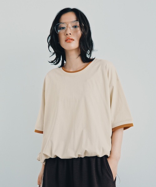 LEPSIM(レプシィム)の「《レプクル》配色プルオーバーSS 1046937(Tシャツ/カットソー・レディース・ブラック/ブラウン/ピンク/グレイッシュベージュ・FREE)」の7枚目の写真