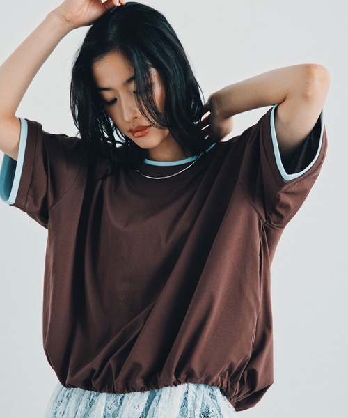 LEPSIM(レプシィム)の「《レプクル》配色プルオーバーSS 1046937(Tシャツ/カットソー・レディース・ブラック/ブラウン/ピンク/グレイッシュベージュ・FREE)」の20枚目の写真
