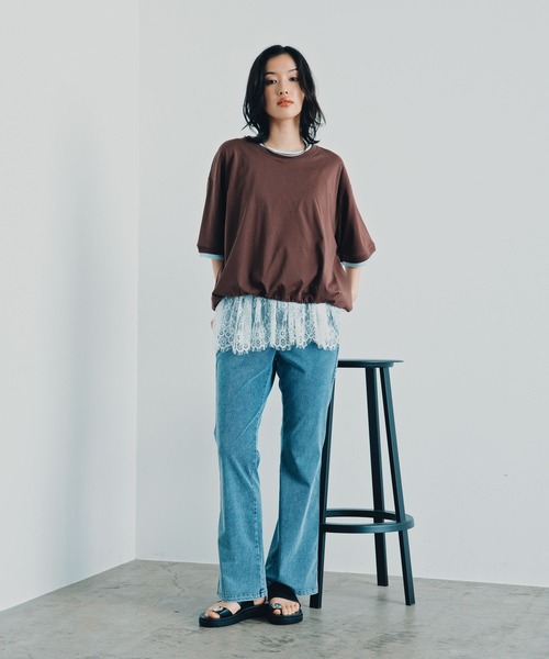 LEPSIM(レプシィム)の「《レプクル》配色プルオーバーSS 1046937(Tシャツ/カットソー・レディース・ブラック/ブラウン/ピンク/グレイッシュベージュ・FREE)」の19枚目の写真