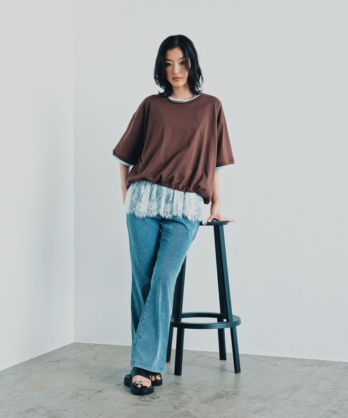 LEPSIM(レプシィム)の「《レプクル》配色プルオーバーSS 1046937(Tシャツ/カットソー・レディース・ブラック/ブラウン/ピンク/グレイッシュベージュ・FREE)」の18枚目の写真