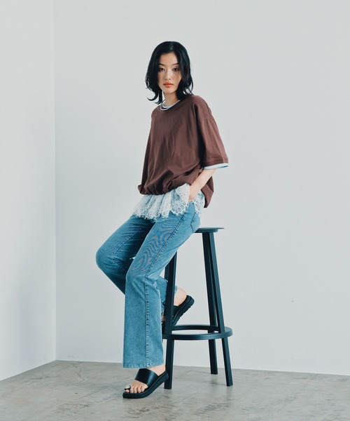 LEPSIM(レプシィム)の「《レプクル》配色プルオーバーSS 1046937(Tシャツ/カットソー・レディース・ブラック/ブラウン/ピンク/グレイッシュベージュ・FREE)」の17枚目の写真
