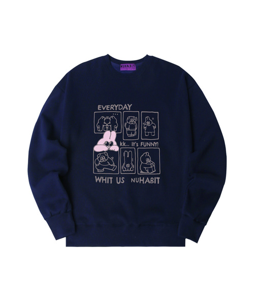 NUHABIT（ニューハビット）の「N/H EVERYDAY オーバーサイズ 裏起毛 スウェット (GOM4-5NH1349)（スウェット・メンズ・アッシュグレー/ホワイト/アイボリー/ネイビー/ライトグレー/ブラック・MEDIUM/LARGE/X-LARGE）」の6枚目の写真