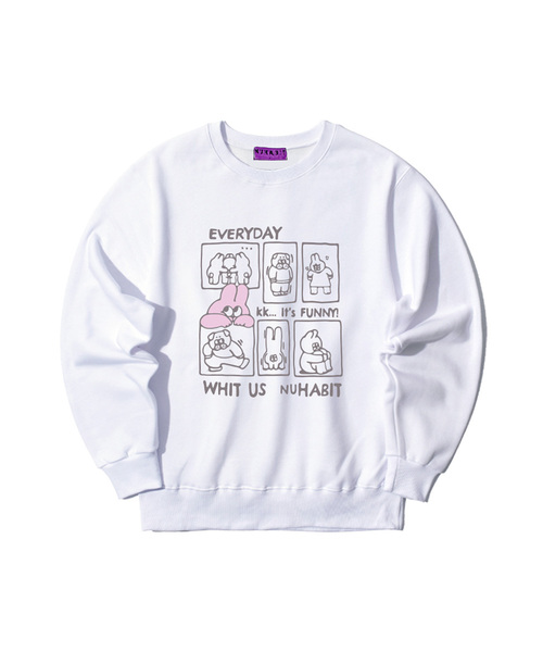 NUHABIT（ニューハビット）の「N/H EVERYDAY オーバーサイズ 裏起毛 スウェット (GOM4-5NH1349)（スウェット・メンズ・アッシュグレー/ホワイト/アイボリー/ネイビー/ライトグレー/ブラック・MEDIUM/LARGE/X-LARGE）」の2枚目の写真