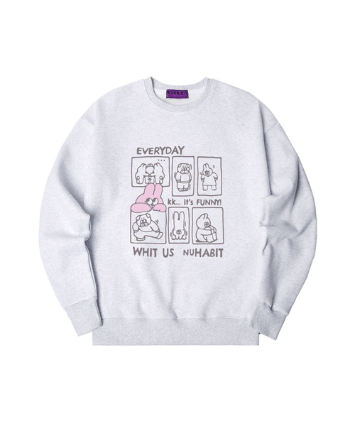 NUHABIT（ニューハビット）の「N/H EVERYDAY オーバーサイズ 裏起毛 スウェット (GOM4-5NH1349)（スウェット・メンズ・アッシュグレー/ホワイト/アイボリー/ネイビー/ライトグレー/ブラック・MEDIUM/LARGE/X-LARGE）」の4枚目の写真