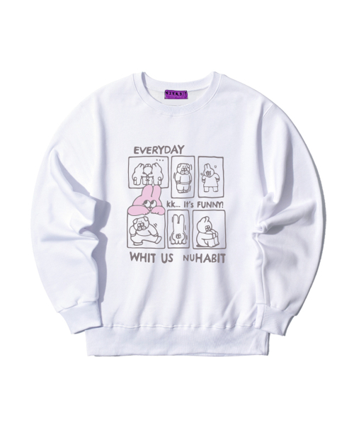 NUHABIT（ニューハビット）の「N/H EVERYDAY オーバーサイズ 裏起毛 スウェット (GOM4-5NH1349)（スウェット・メンズ・アッシュグレー/ホワイト/アイボリー/ネイビー/ライトグレー/ブラック・MEDIUM/LARGE/X-LARGE）」の8枚目の写真