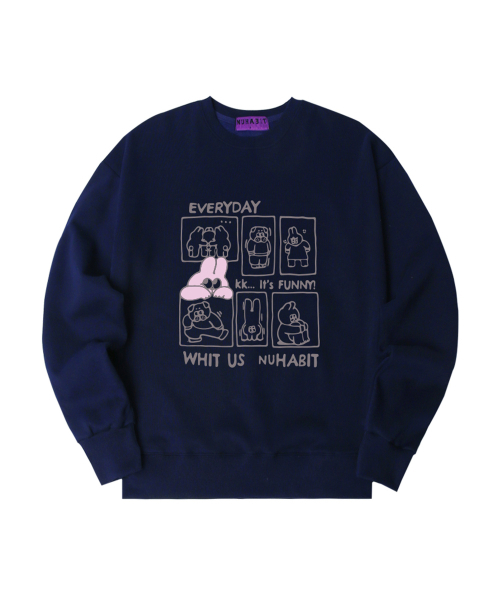 NUHABIT（ニューハビット）の「N/H EVERYDAY オーバーサイズ 裏起毛 スウェット (GOM4-5NH1349)（スウェット・メンズ・アッシュグレー/ホワイト/アイボリー/ネイビー/ライトグレー/ブラック・MEDIUM/LARGE/X-LARGE）」の9枚目の写真