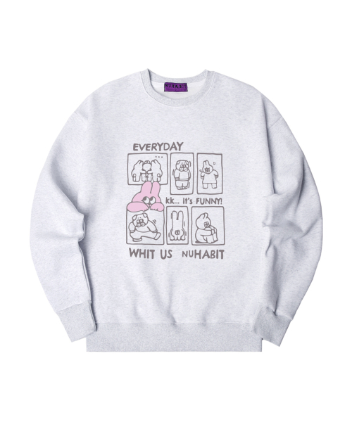 NUHABIT（ニューハビット）の「N/H EVERYDAY オーバーサイズ 裏起毛 スウェット (GOM4-5NH1349)（スウェット・メンズ・アッシュグレー/ホワイト/アイボリー/ネイビー/ライトグレー/ブラック・MEDIUM/LARGE/X-LARGE）」の10枚目の写真
