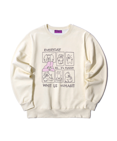 NUHABIT（ニューハビット）の「N/H EVERYDAY オーバーサイズ 裏起毛 スウェット (GOM4-5NH1349)（スウェット・メンズ・アッシュグレー/ホワイト/アイボリー/ネイビー/ライトグレー/ブラック・MEDIUM/LARGE/X-LARGE）」の11枚目の写真