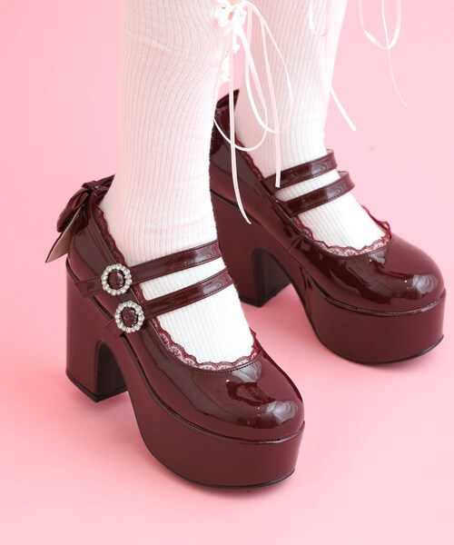 cs T&P(シーエスティーアンドピー)の「厚底バックリボンパンプス(パンプス・レディース・アイボリー系1/ブラック系2/ブラック系1/ワイン系3・LL/S/M/L)」の4枚目の写真